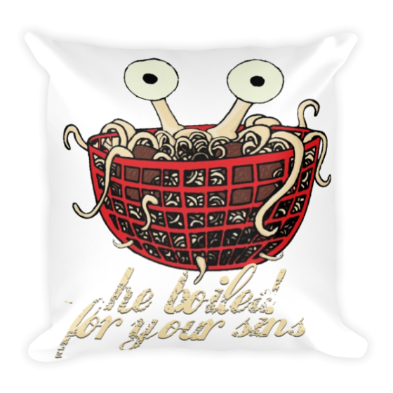 Flying Spaghetti Square Pillow