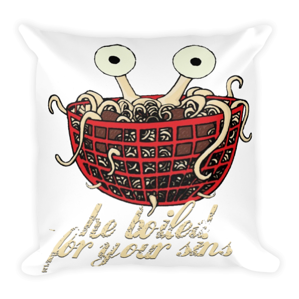 Flying Spaghetti Square Pillow